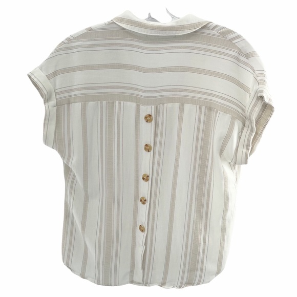 Impressions Striped V Neck Blouse Size Small - Picture 2 of 8